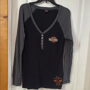 Harley-Davidson Black and Gray Long Sleeve Tee